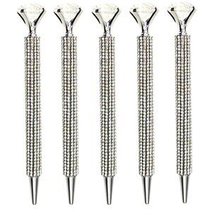 🟢 5️⃣ Pack Bling Rhinestone Crown Silver Ballpoint Pens